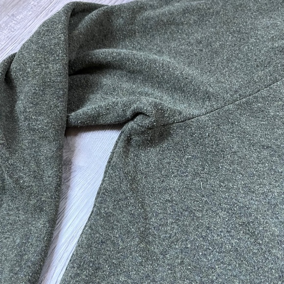 J. Crew Wide Button-Collar Tunic Sweatshirt in Cloudspun Fleece Moss Olive Green - Picture 4 of 10